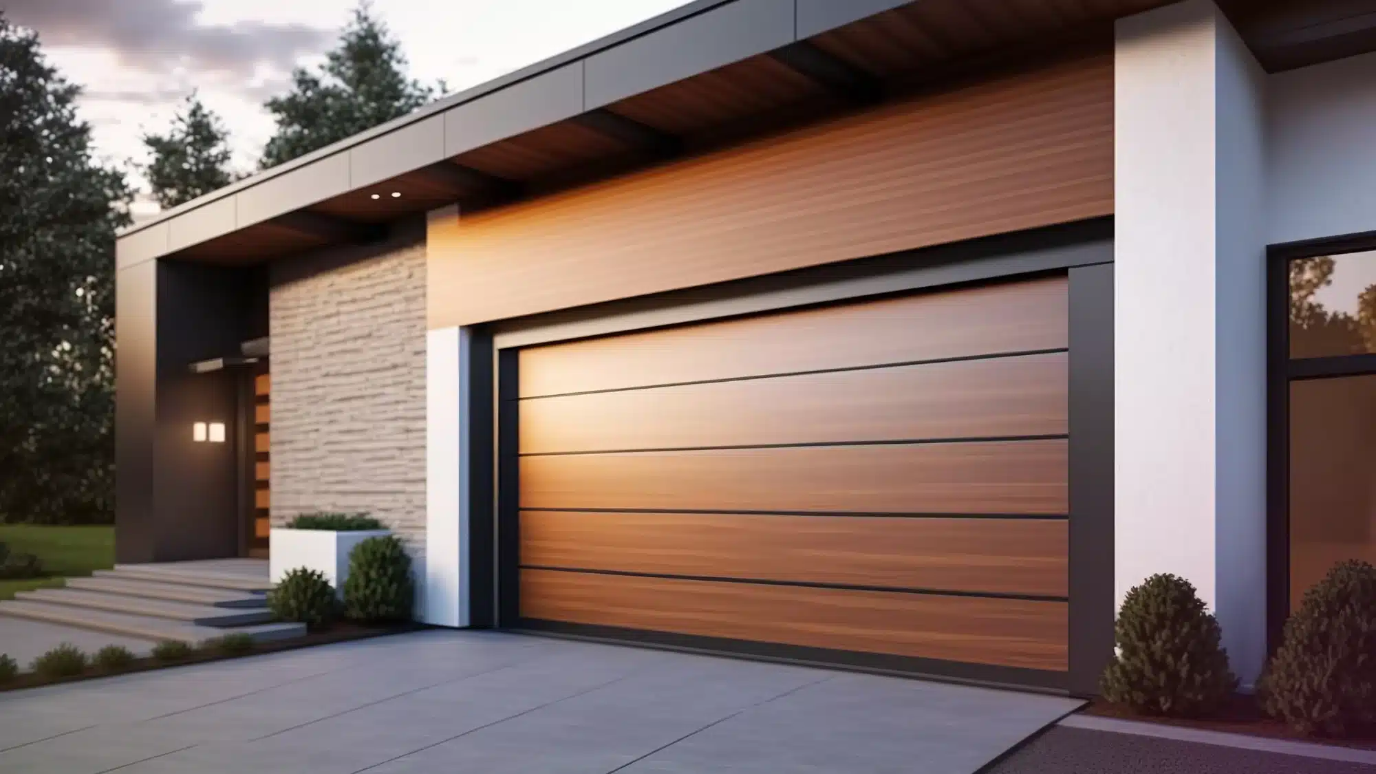 Insulated garage door installed on a Connecticut home to improve energy efficiency and protection against seasonal weather conditions